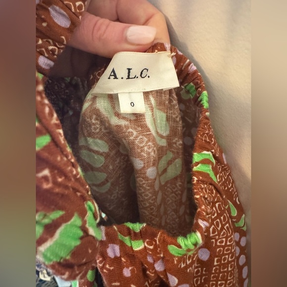 A.L.C. Women's Rhodes Dress, Bronze Tone/Green Kick Multi, 0 - Picture 7 of 8